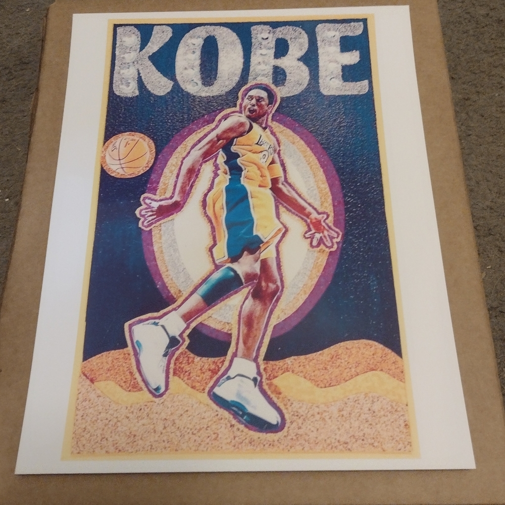 KOBE BRYANT OLD SCHOOL L.A LAKERS COLOR ART 8.5x11 ULTRA PREMIUM GLOSSY POSTER🔥